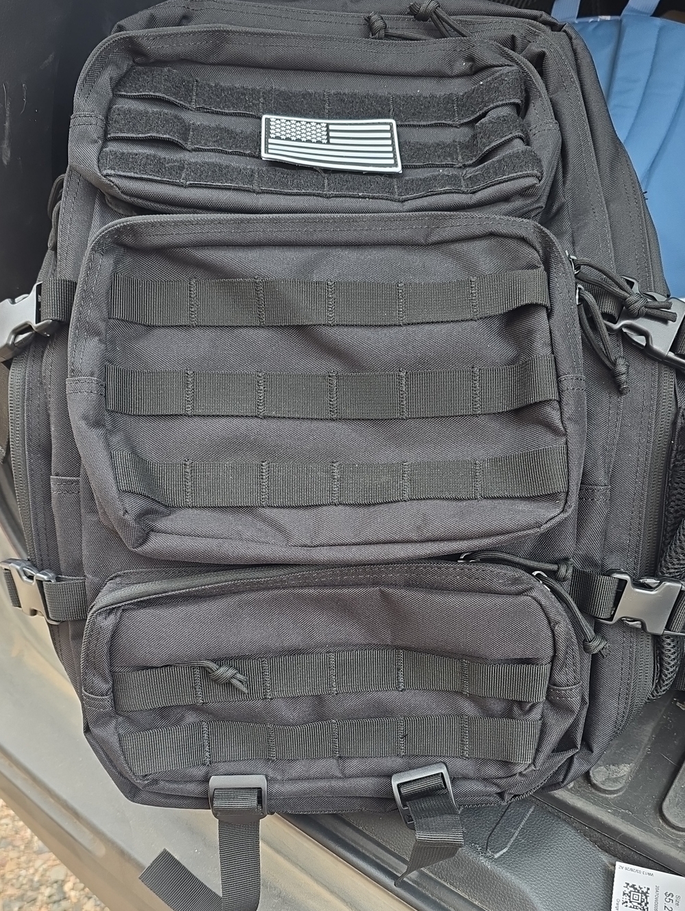 Source Unknown Black Tactical MOLLE Backpack with US Flag Patch